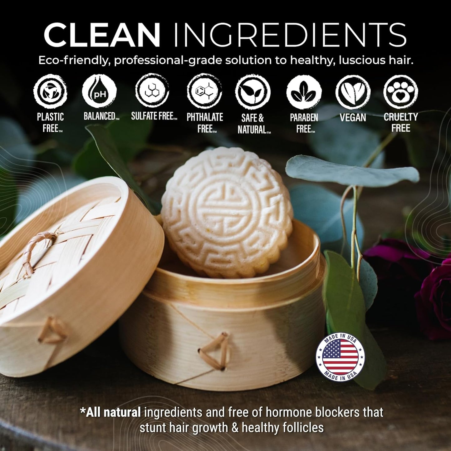 Viori Terrace Garden Shampoo Bar | Handcrafted All-Natural, Sulfate-Free Formula with Rice Water