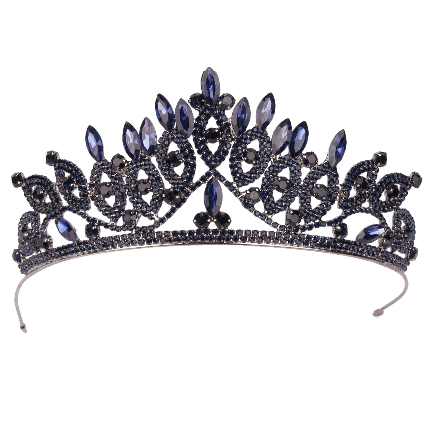 LIMELIA Women's Tiara, Crown for Henna Wedding Party | Glitter Hair Accessories for Bridal Birthday Halloween Costume Christmas Party, Princess Crowns Floral Pattern | Crystal Stone - Blue