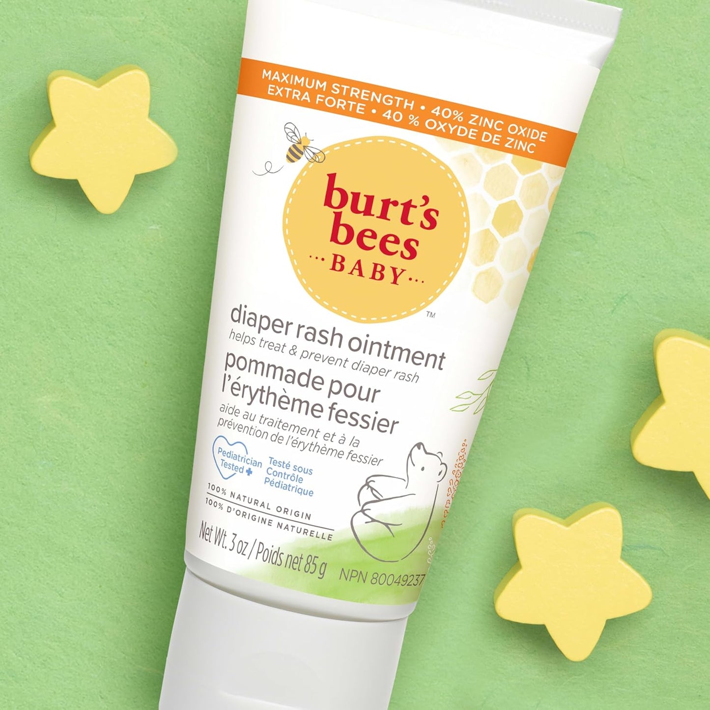Burt's Bees Baby Diaper Rash Ointment - Maximum Strength 40% Zinc Oxide, Natural & Pediatrician Tested | 3 oz, Pack of 2