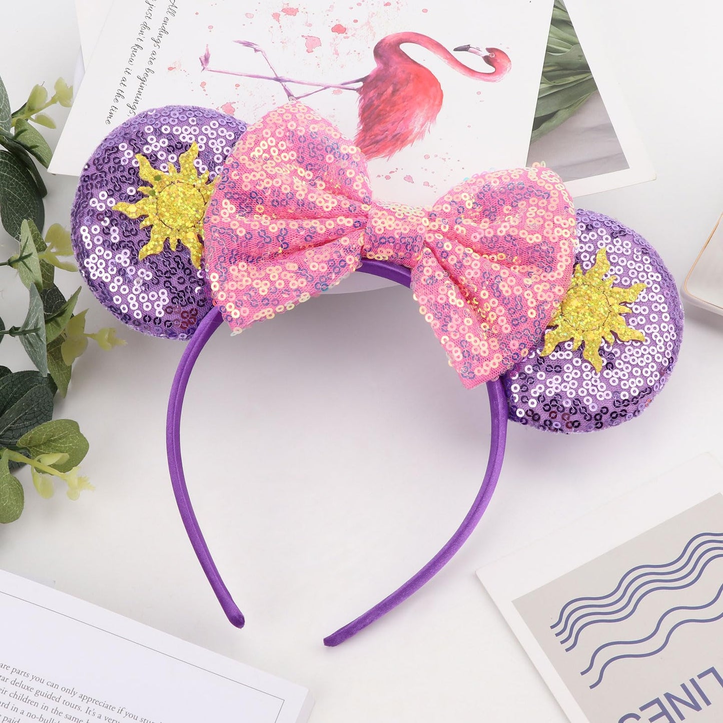 AQOKKA 1 Pcs Mouse Ears Headbands with Bow for Birthday Party, Hair Hoop Party Decoration Cosplay Costume Hair Accessories for Women & Girls