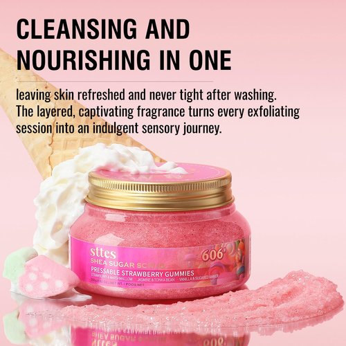 Sttes Smell Rio Shea Sugar Body Scrub 03 (Irresistible Charm) – Coconut & Vanilla Scent Shower Treatment 250g