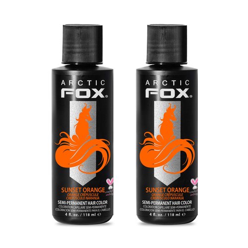 Arctic Fox Semi-Permanent Hair Dye, Vegan & Cruelty-Free, Ammonia-Free, Conditioning, Vibrant Sunset Orange, Long Lasting, For All Hair Types, 4 Fl Oz (Pack of 2)