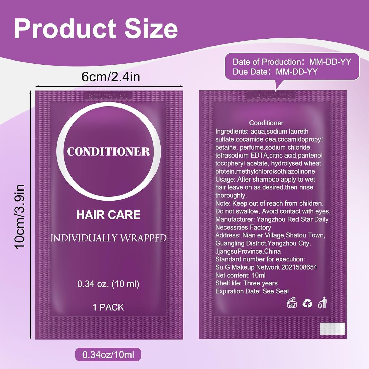 Skiennix Travel Size Conditioner - Mini Hair Conditioner 0.34 fl oz | Perfect for Hotels & Charities (100 Pack)