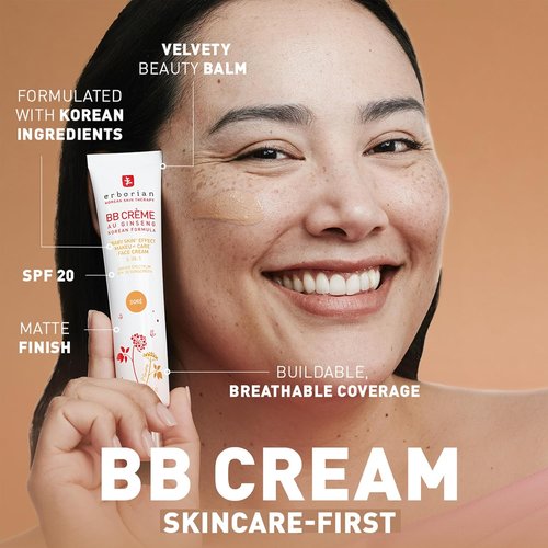 Erborian BB Cream - Matte Beauty Balm SPF 20 | Tone-Evening Korean Skincare Makeup, Natural Finish