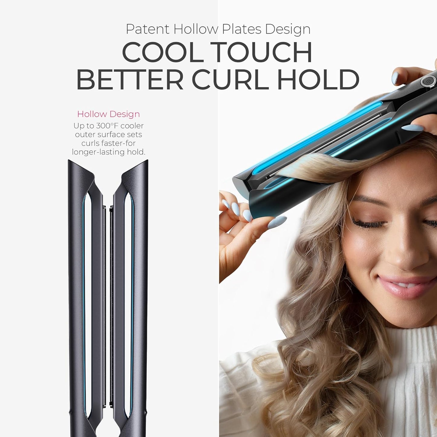 TYMO 2.0 Flat Iron Hair Straightener - 1” Ceramic 2-in-1 Curler for Fast, Smooth Styling, Black