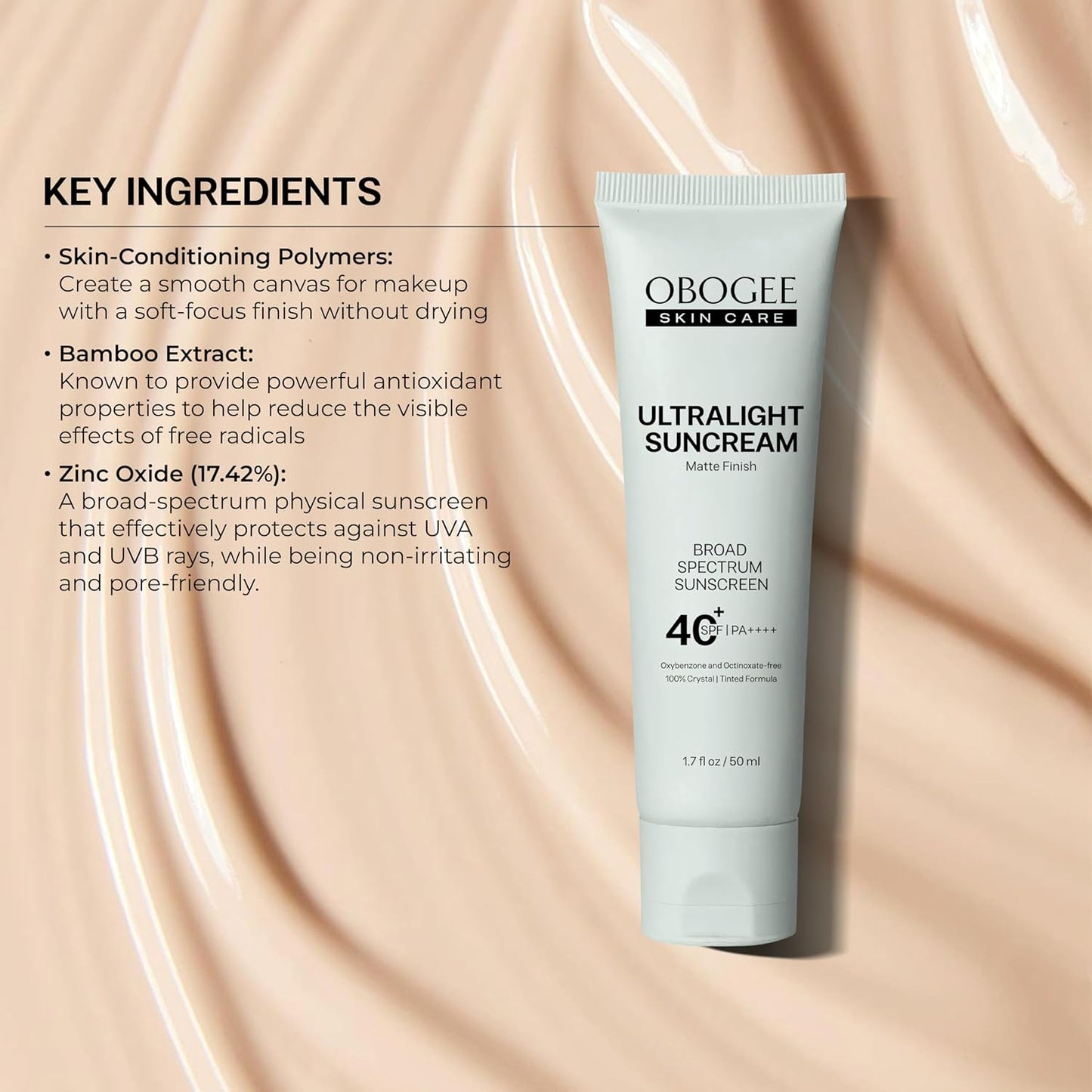 Skiennix Ultralight Sunscreen SPF 40 - 50 mL - 100% Mineral, Oil-Free, Broad Spectrum Protection | Smooths Skin & Controls Shine