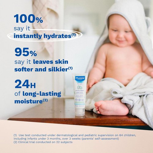 Mustela Hydra Bebe Face Cream - Daily Baby Moisturizer with Avocado, Jojoba Oil & Shea Butter - 1.35 fl. oz.