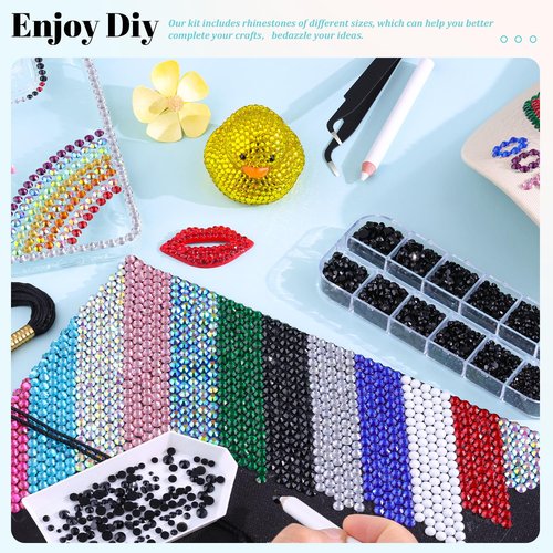6100Pcs Resin Rhinestones for Crafting with 2Pcs 10ml B7000 Jewelry Glue, 1 Box Flatback Crystals Diamond (Black) for Bedazzling Crafts DIY Nail Art Non Hotfix Gems for Clothing Shoes Tumblers