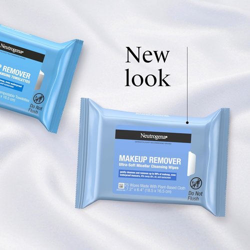 Neutrogena Makeup Remover Wipes - Ultra-Soft Micellar Cleansing Wipes | 25 Count, Alcohol-Free, Plant-Based Cloth