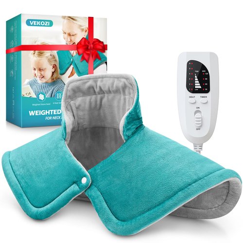Heating Pad for Neck and Shoulders and Back, Mothers Day Gifts for Mom Wife Grandma, Birthday Gifts for Women, Weighted Neck Heating Pads, Large Heat Pad, 6 Heat Settings 4 Auto-Off, 17"x23" Blue