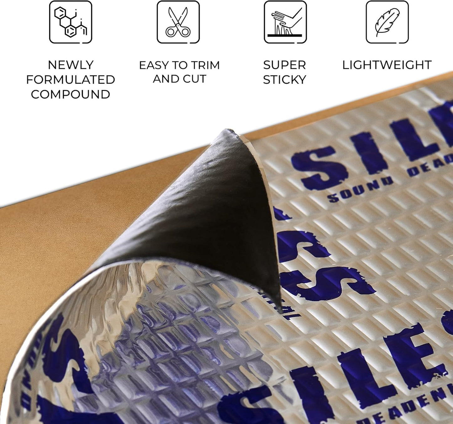 Siless Car Sound Deadening Mat - 50 Mil Butyl Noise Insulation & Vibration Dampening (52 Sq Ft)