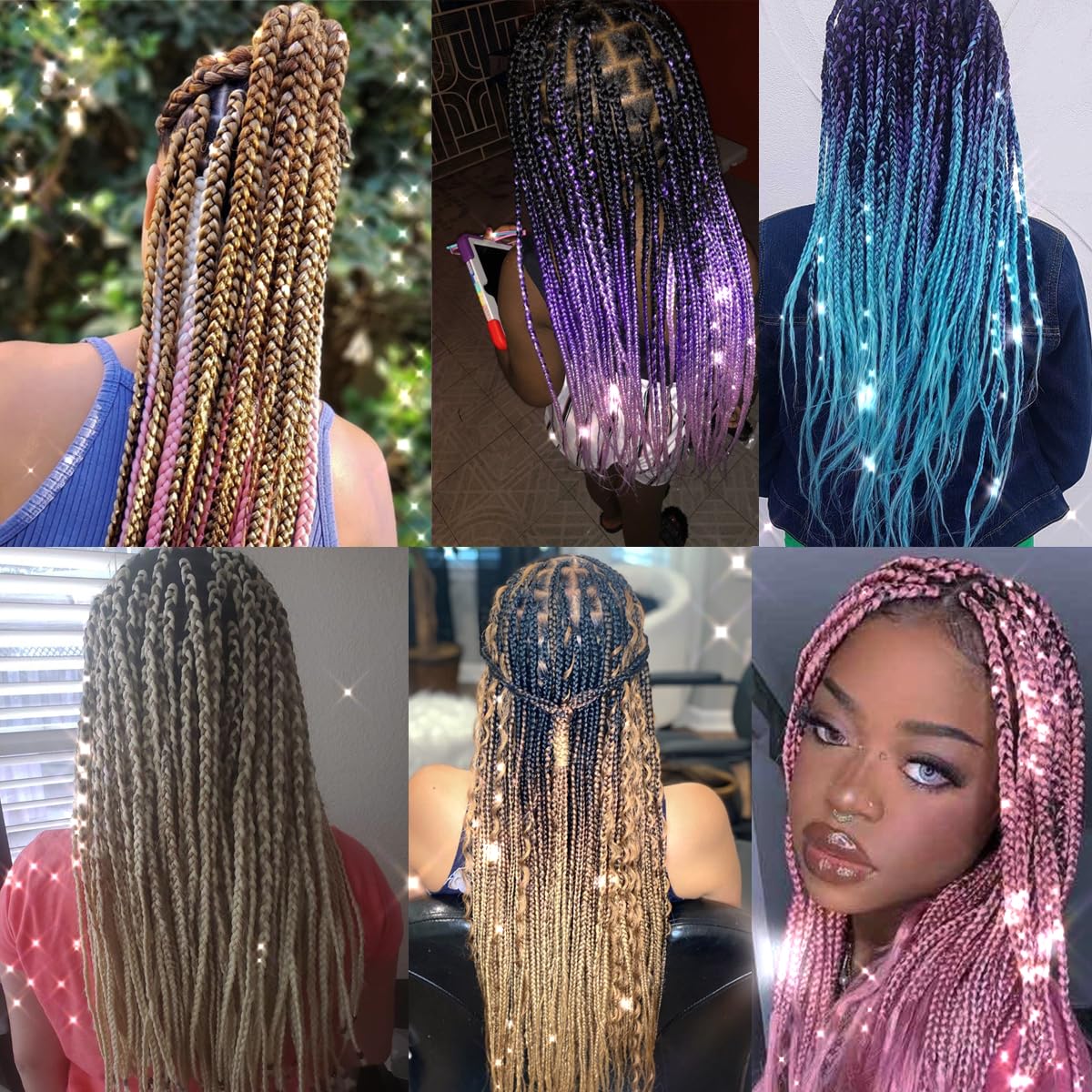 Easy Braid Pre stretched Braiding Hair 28 Inch 3 Packs Jumbo Braiding Hair Synthetic Braiding Hair Extension Twist Braid wigs Hot Water Setting Hair (Pink Mixed Tinsel)