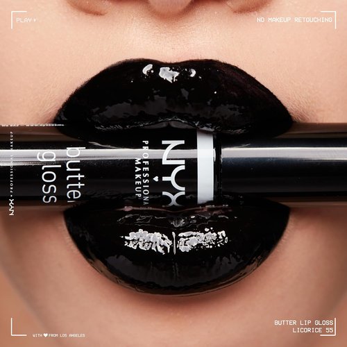 NYX PROFESSIONAL MAKEUP Butter Gloss - Non-Sticky Lip Gloss in Licorice (Black) for Smooth Shine
