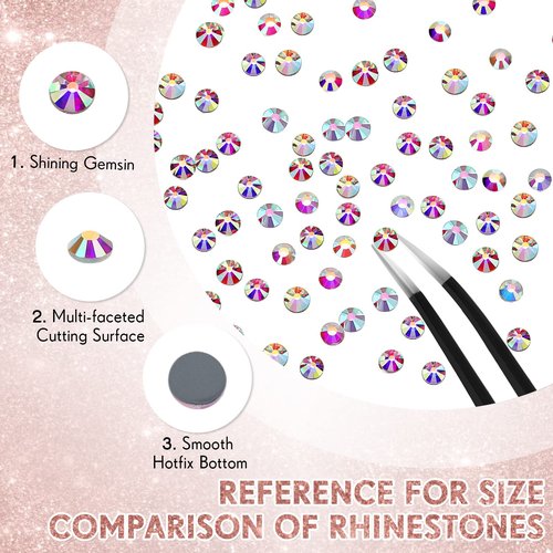 22000 Pcs Crystal Hotfix Rhinestone Large Quantity Flat Back Crystals Nail Gems Round Glass Rhinestones Flatback Hot Fix Gem Stones for DIY Crafts Clothes Shoes Supplies(SS10, Crystal AB)