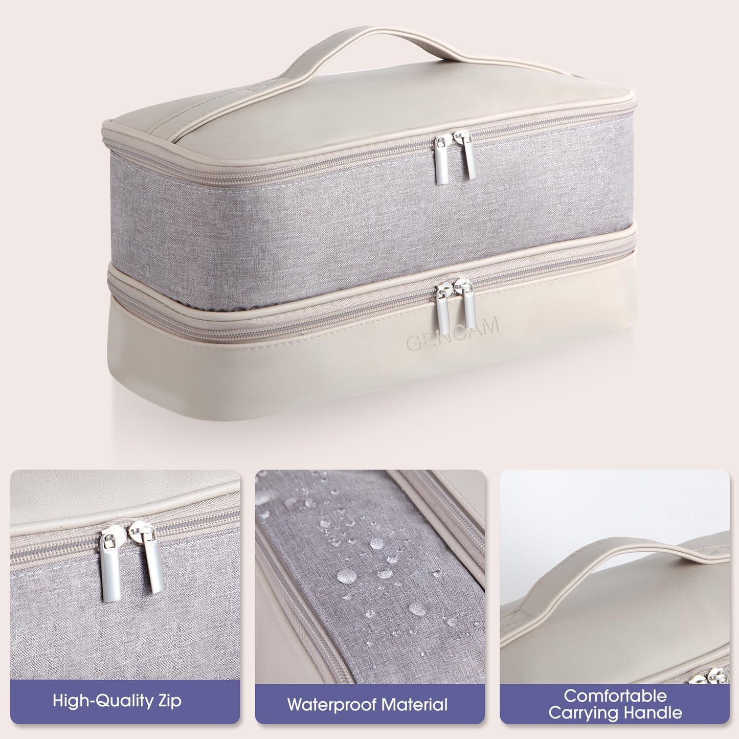 GENCAM Double-Layer Carrying Case for Shark Flexstyle, Travel Case for Shark SpeedStyle, Storage Organizer bag for Shark Flexstyle FlexFusion/Dyson Airwrap Styler and Attachments (light gray)