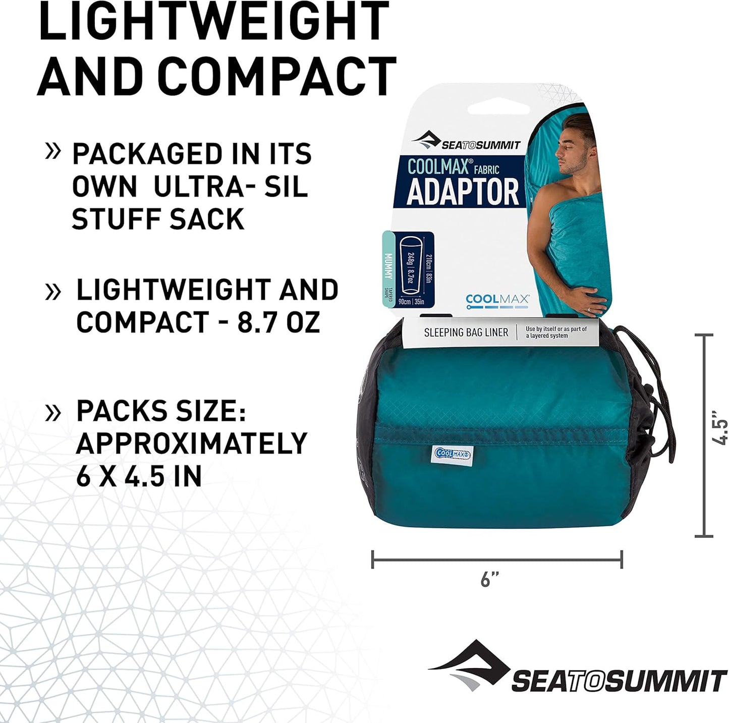 Sea to Summit Coolmax Sleeping Bag Liner - Lightweight Travel Bedding for Comfort & Warmth