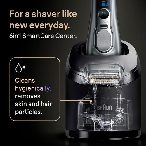 Braun Series 9 PRO+ Electric Shaver - Wet & Dry Razor with Pro SensoAdapt & SmartCare Center | Silver 9697CC