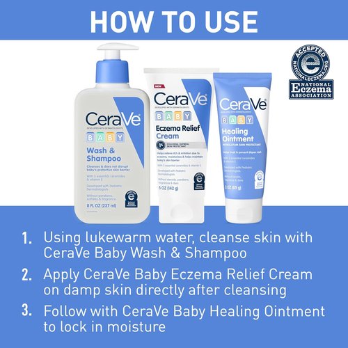 CeraVe Baby Eczema Relief Cream - 1% Colloidal Oatmeal & Vitamin E, Soothes Itchy Skin | 5oz