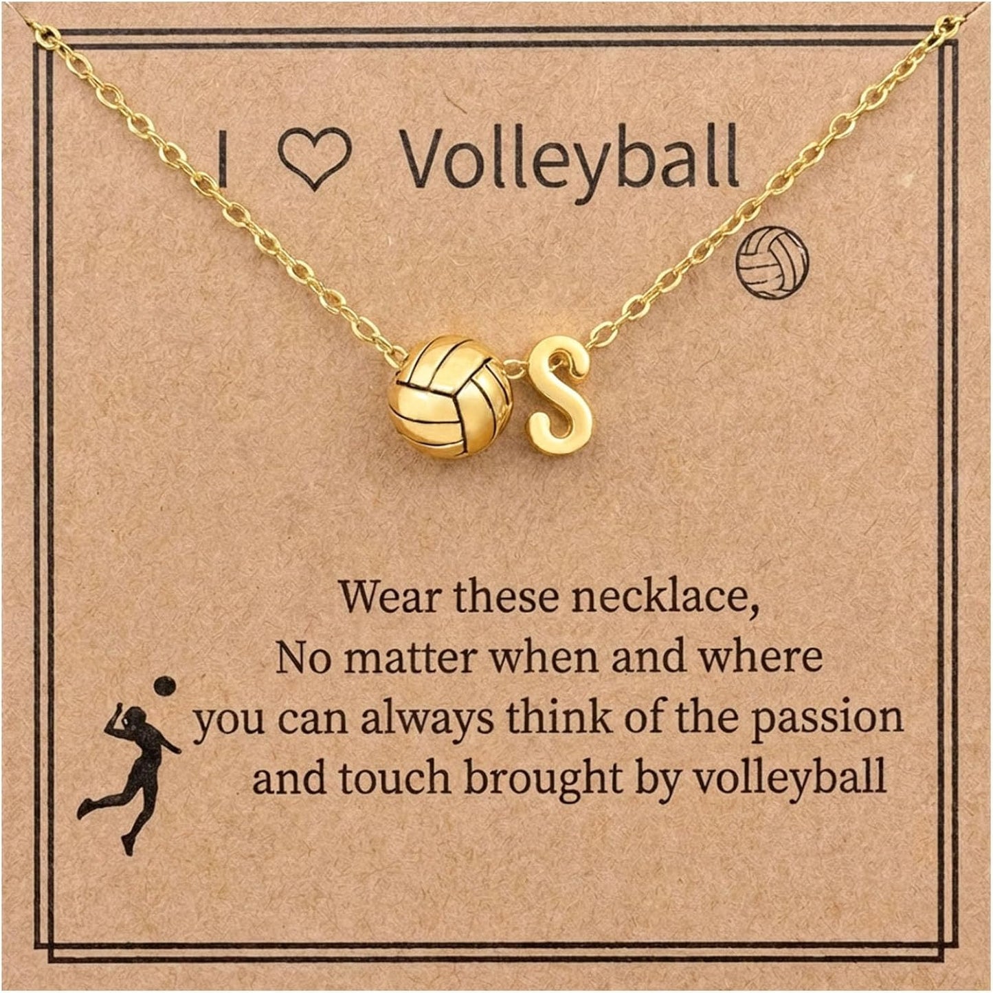 Volleyball Initial Necklace by [Brand Name] - A-Z Letter Design | Perfect Gift for Volleyball Lovers