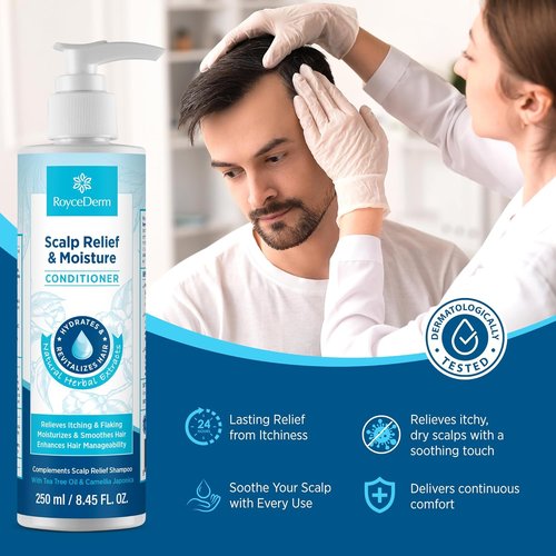 Roycederm Scalp Relief Conditioner - Hydrating Formula with Jojoba Oil & Aloe Vera for Dry, Itchy Scalp