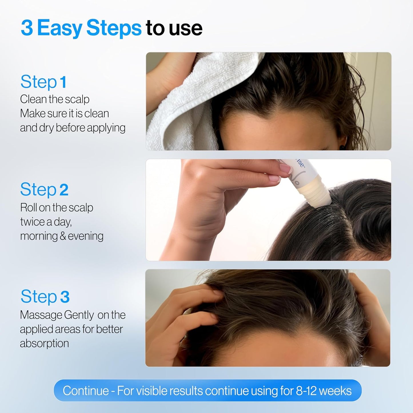 Be Bodywise Hair Growth Serum Roll-On | 5% Saw Palmetto & 3% Rosemary Oil for Effective Hair Regrowth - 25ml/0.84 fl oz