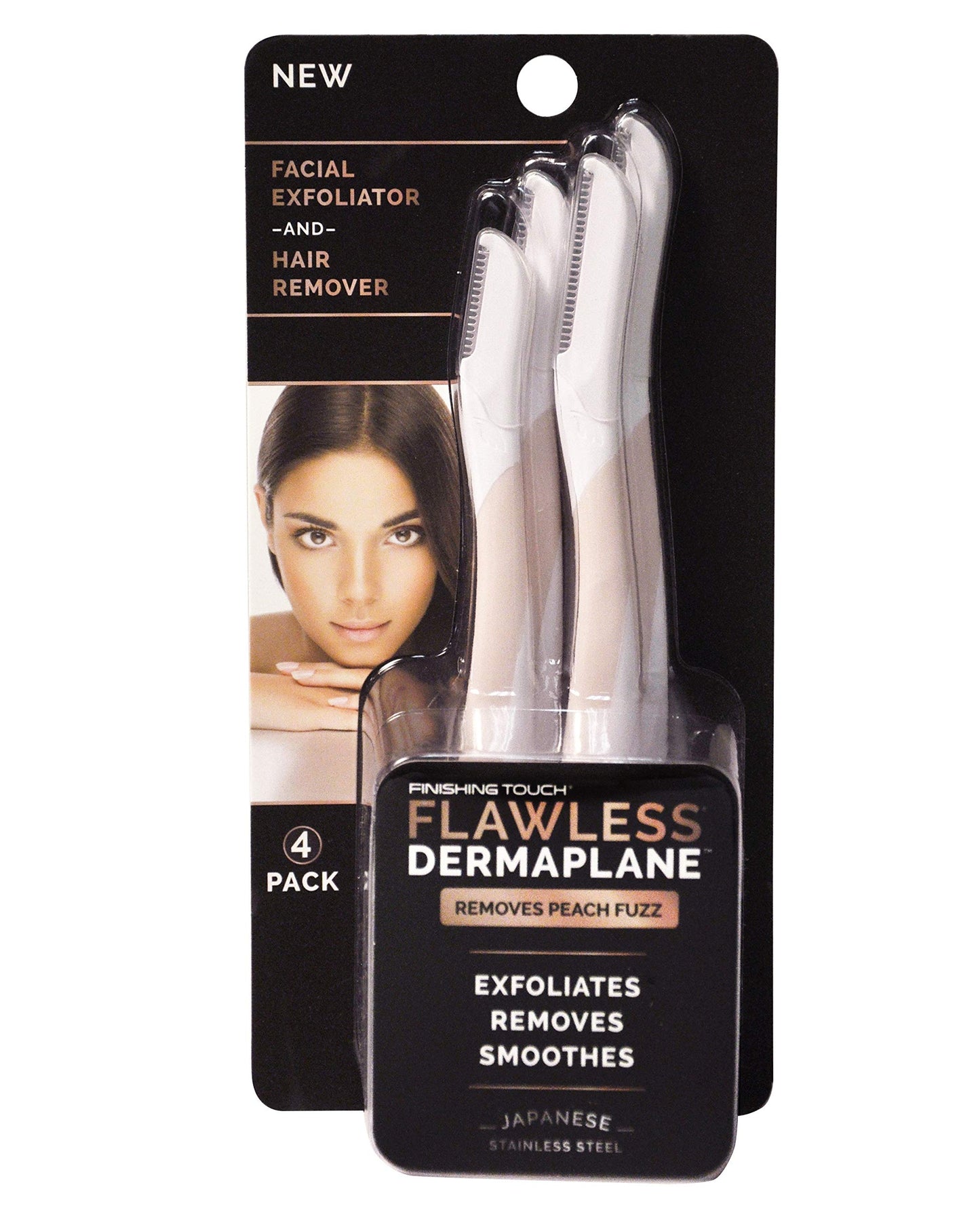 Finishing Touch Flawless Dermaplane Facial Exfoliator and Hair Remover, 4 Count (Pack of 2)