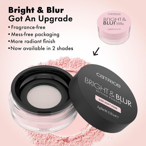 Catrice Bright & Blur Loose Setting Powder - Fragrance-Free, Lightweight, Instant-Blurring Finish | Vegan (020 | Soft Pink)