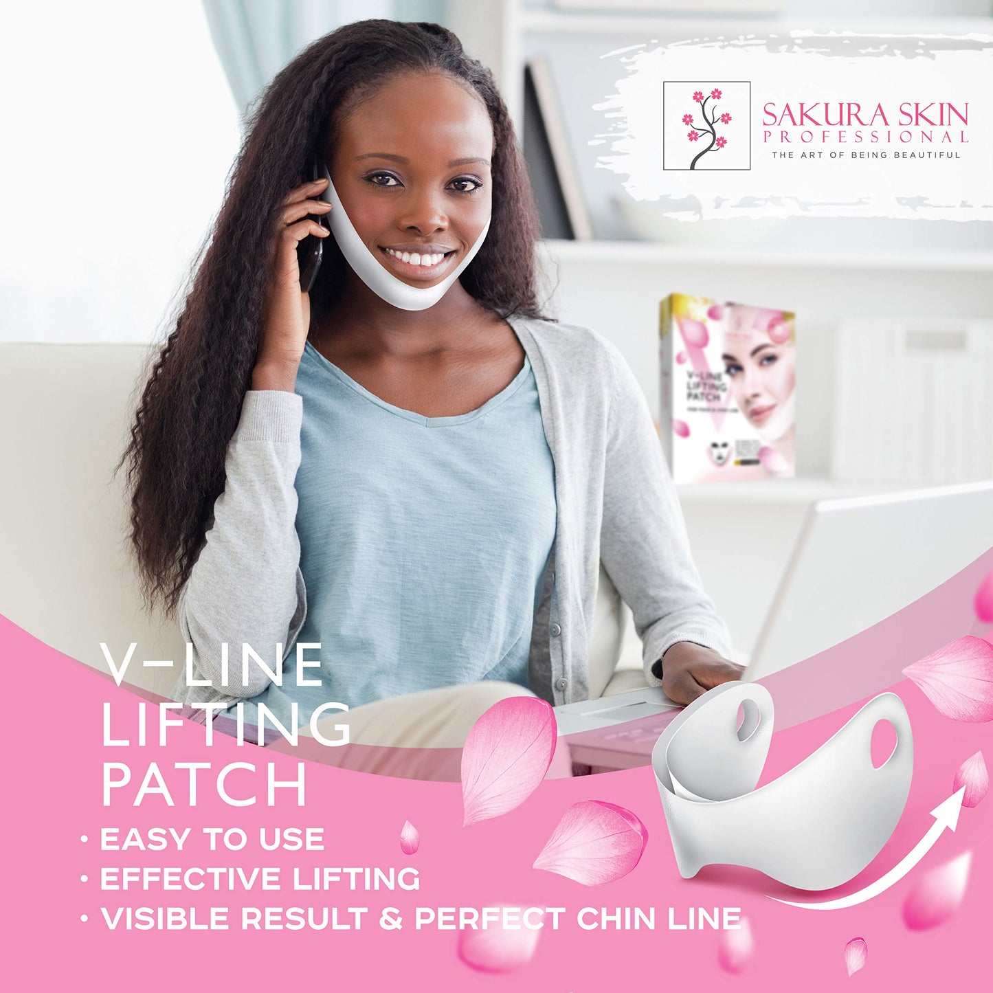 SWISSÖKOLAB V shape lifting up Face Mask Chin Up Patch Double Chin Reducer Chin Contour Tightening Firming Face Lift Tape Mask V-Line Neck Lifting Patches V Shaped Slimming Face Mask 5 pcs