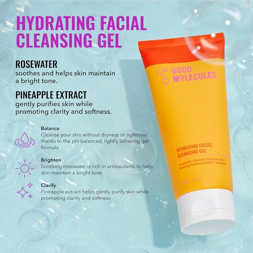 Good Molecules Daily Skincare Routine Set - Hydrating Cleanser, Niacinamide Toner & More | 5-Piece Collection
