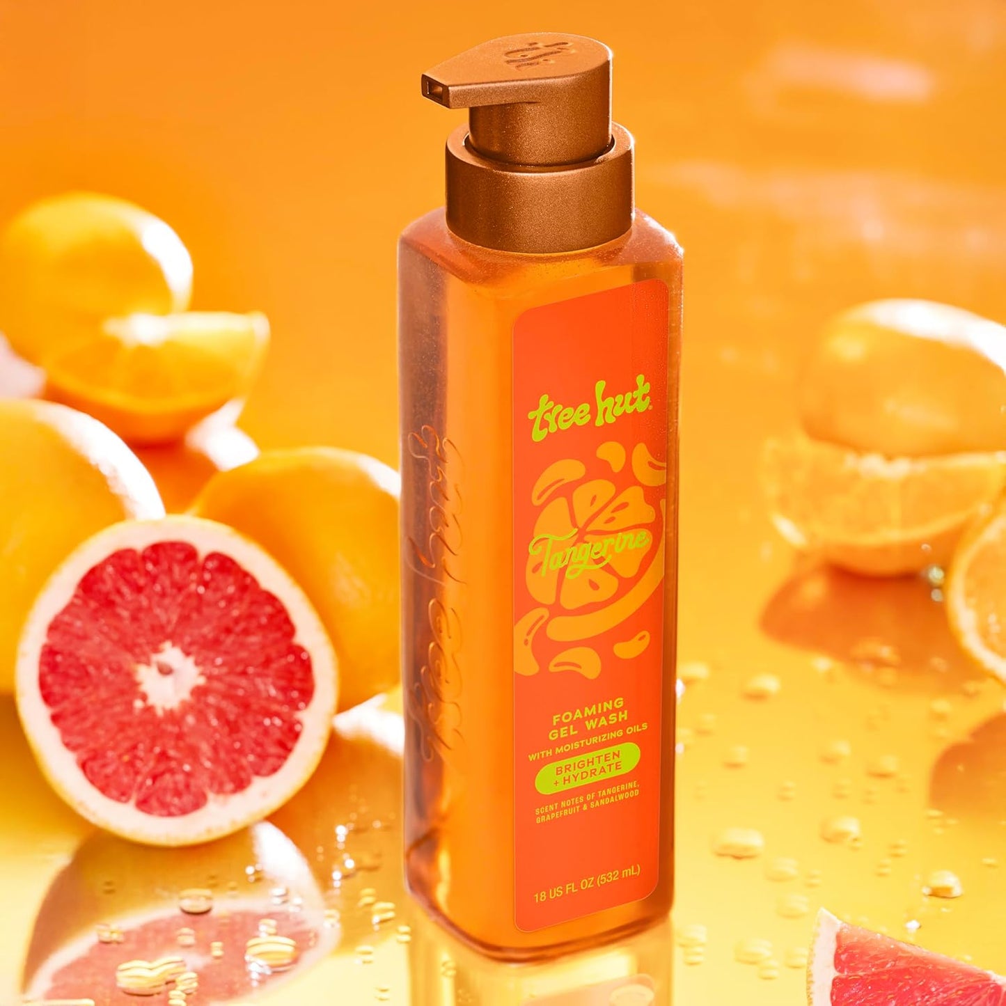 Tree Hut Tangerine Foaming Gel Body Wash - Hydrating Shower Gel for Smooth, Radiant Skin | 18 fl oz