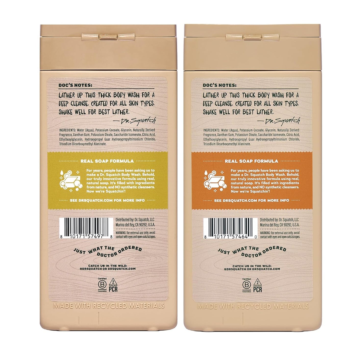 Dr. Squatch Men's Body Wash - Nourishing & Moisturizing Shower Gel - Mountain Meadow + Lumberjack Lodge (14 oz, 2-Pack)
