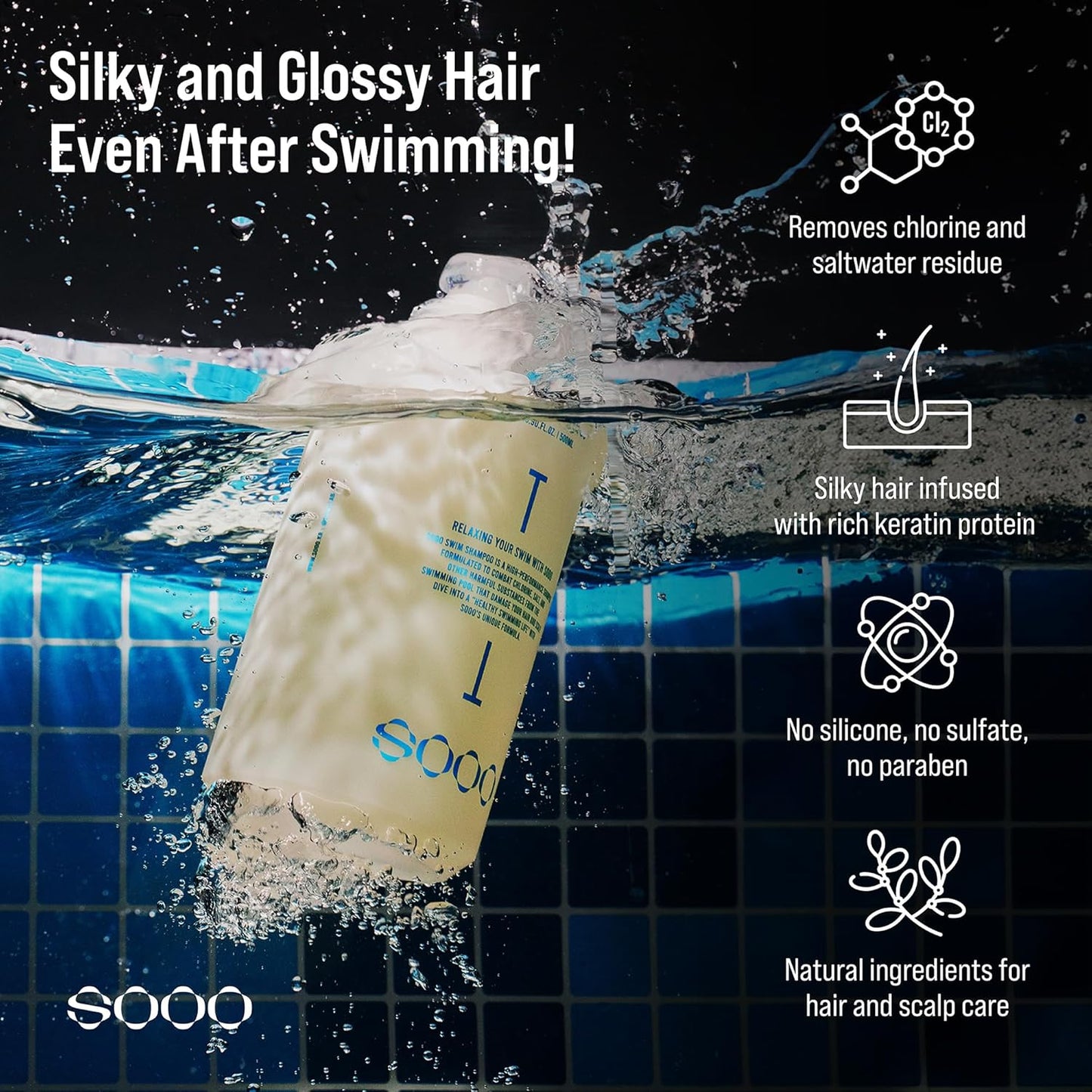 SOOO Swim Shampoo - Chlorine Removal Formula for Swimmers | Refreshing Citrus Scent, 16.9 fl. oz.