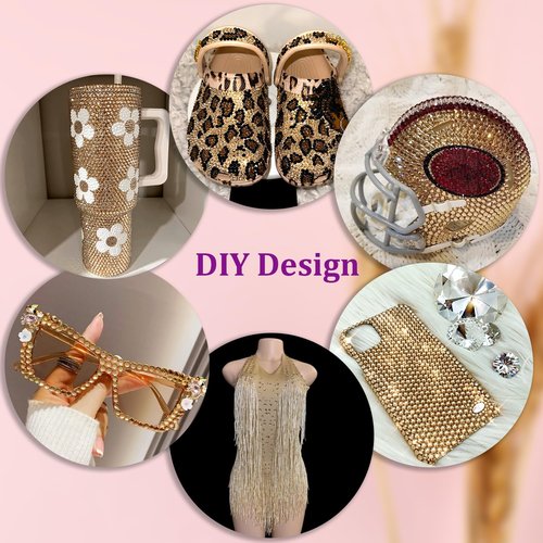 25000Pcs Resin Rhinestones for Crafting, Champagne 2-6mm Mixed Sizes Non Hotfix Flatback Gems with 1Pcs Glue, Bedazzling Crystal for DIY Craft Clothing Mugs Tumblers Shoes Fabric Decor Nail Art
