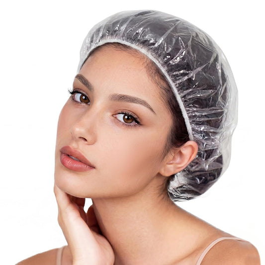 Skiennix 120 PCS Disposable Shower Caps - Large Waterproof Stretchable Hair Bonnets for Spa, Travel & Home Use (18.1")