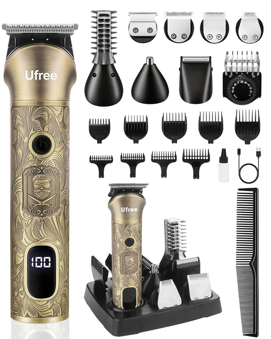 Ufree Beard Trimmer - Cordless Electric Razor & Hair Clipper Grooming Kit for Men | Adjustable Facial & Body Hair Care