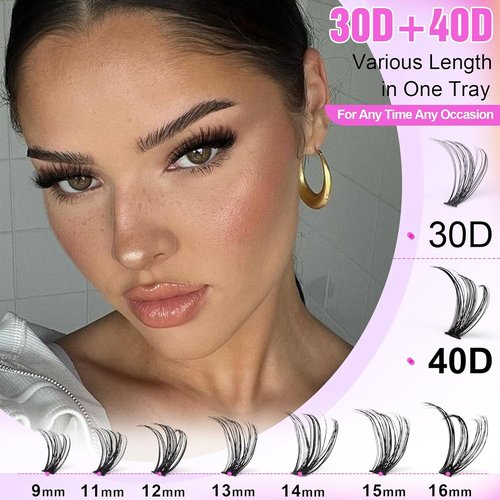 Pawotence Lash Extension Kit - 280pcs DIY Eyelash Clusters | 9-16mm 30D & 40D Lashes with Bond & Tweezers