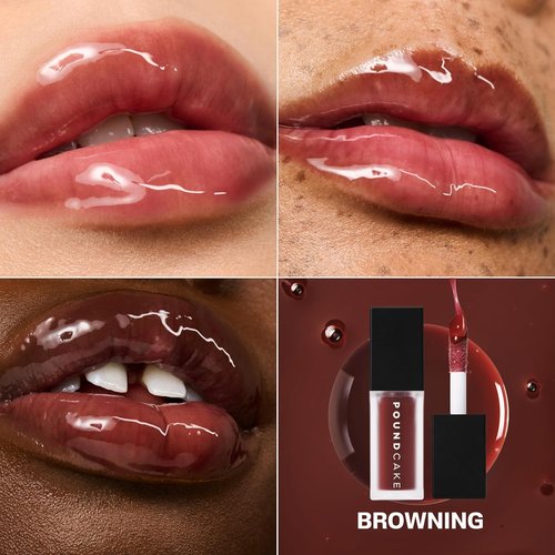 Cake Theory POUND CAKE Lip Tone Equalizing Oil - Hydrating, High-Shine Blurring Formula | 0.23 oz, Purple Brown Tint