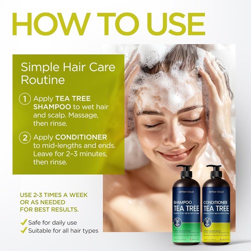 Regine Switzerland Tea Tree Rosemary Shampoo & Conditioner Set - Nourishing Cleanse & Scalp Support for All Hair Types | Paraben & Sulfate Free (16 Oz Each)