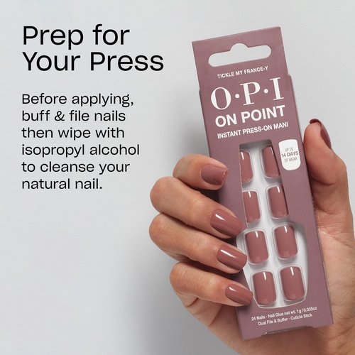 OPI On Point Tickle My France-y | Short Round Mauve Nude Neutral Press On Nails | With Nail Glue | Long Lasting, Reusable, Non-damaging