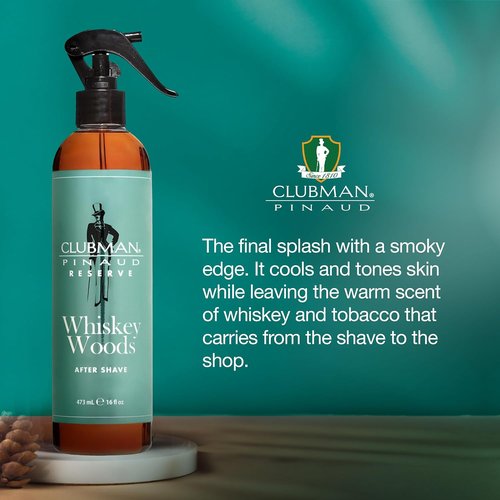 Clubman Reserve After Shave Spray - Whiskey Woods Scent for Men, Long-Lasting Fragrance, 16 fl oz