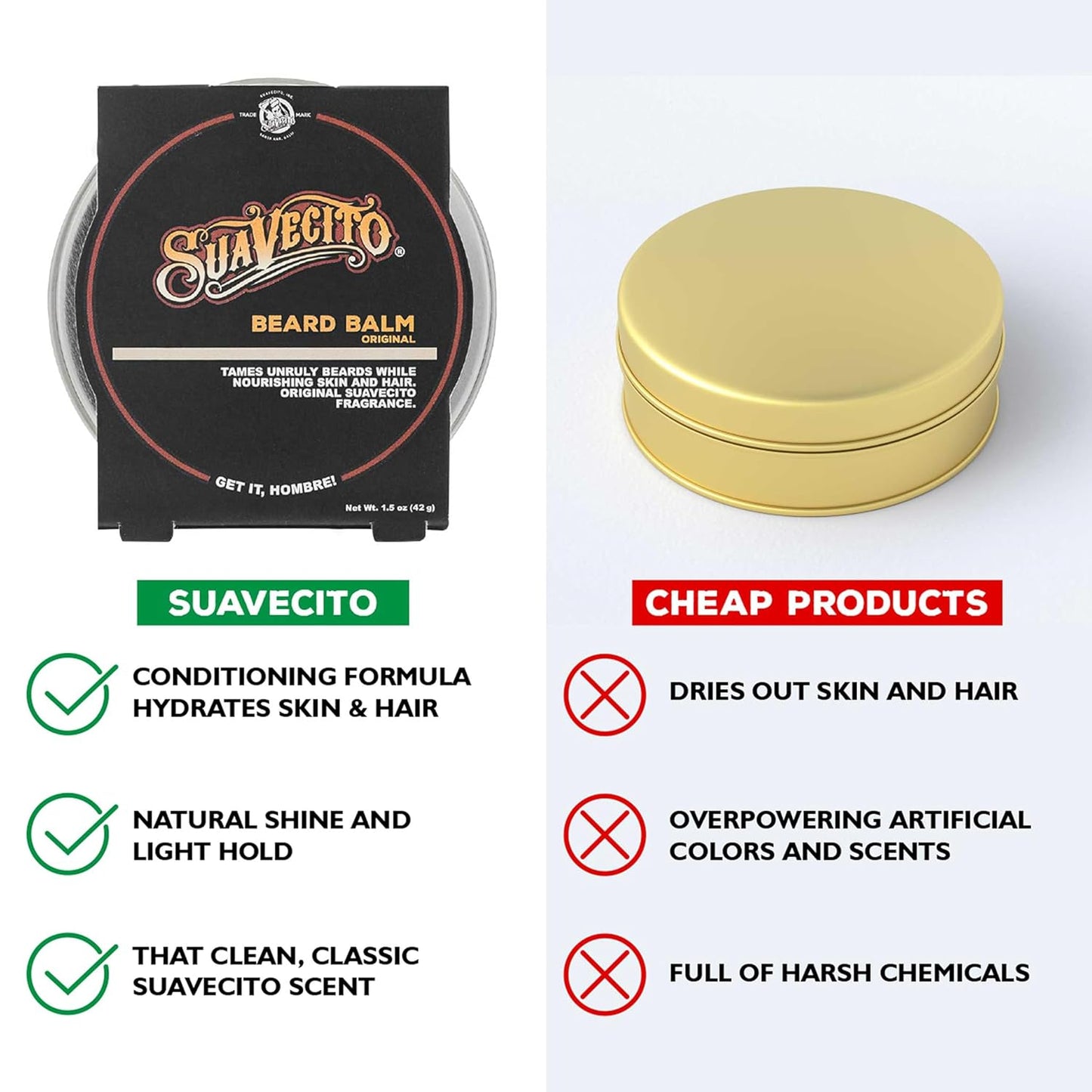 Suavecito Beard Balm | Original Scent 1.5 oz - Nourishes & Conditions Hair and Skin, Eliminates Dryness