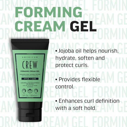 American Crew Forming Cream Gel - Hybrid Curl Defining Hair Cream for Men, 5 Fl Oz | Medium Hold & Anti-Frizz Protection