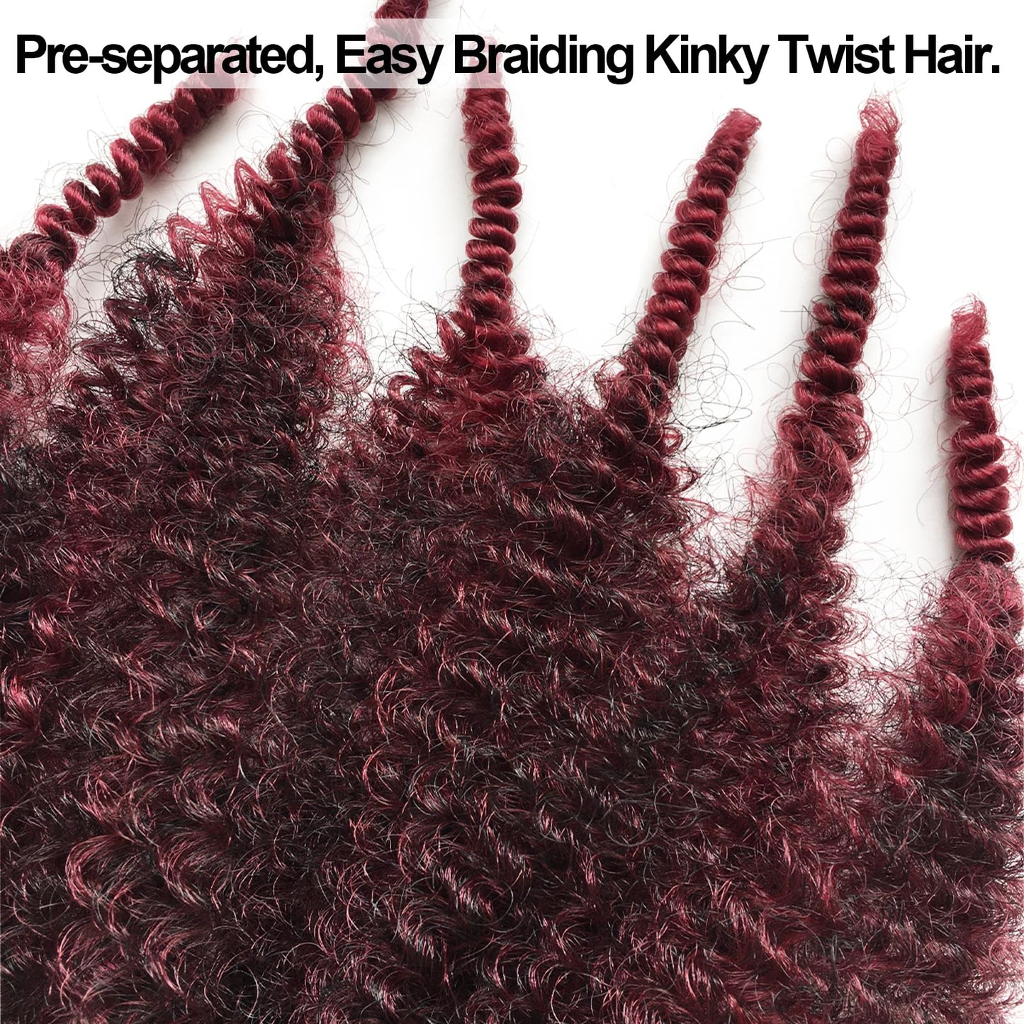 TBUG Springy Afro Twist Hair 16 Inch Marley Twist Hair Ombre Burgundy Wrapping Hair for Soft Locs 8 Packs Kinky Twist Hair for Passion Twist Hiar Marley Twist Braiding Hair for Black Women…