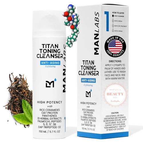 Man Labs Titan Anti-Aging Face Wash - Gentle Exfoliating Cleanser for Men | Hydrate & Revitalize All Skin Types