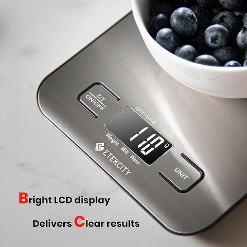 Etekcity Digital Kitchen Scale - Accurate Grams & Ounces Measurement for Cooking & Meal Prep | Medium 304 Stainless Steel