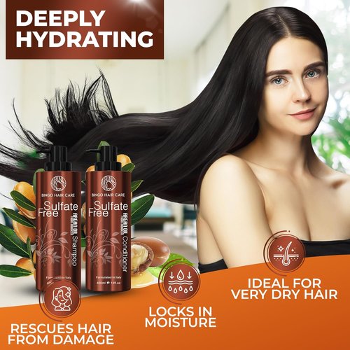 **Moroccan Oil Argan Oil Shampoo and Conditioner Set - Sulfate-Free Hydration for Curly, Color-Treated Hair**