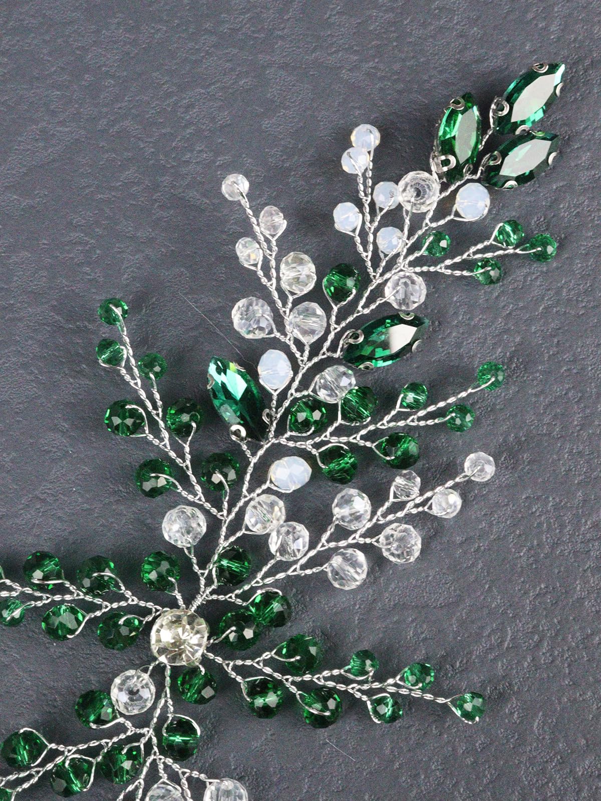 Brihasory Crystal Bridal Hair Accessories for Women, Elegant Handmade Rhinestone Headband Wedding Hair Pieces for Brides, Girls Hair Vine for Party Prom Hair Decoration Bridesmaid Gifts(Green)