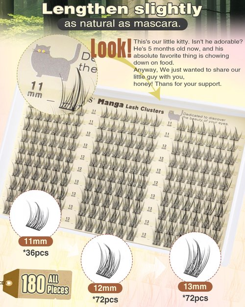 Natural Lash Clusters Kit Wispy Eyelash Clusters Fairy Cluster Eyelash Extensions Kit C Curl Lash Extension Kit Waterproof Individual Lashes (With Tweezers)