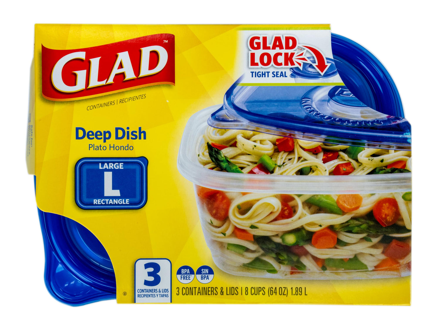 Glad GladWare To Go Snack Food Storage Containers - Medium Round - Meal Container Holds up to 24 Ounces of Food - Lock Tight Seal, 4 Count