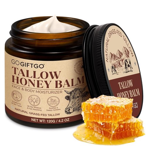 GOGIFTGO Beef Tallow Face Moisturizer - Natural Hydrating Balm with Honey for Radiant Skin (1 Piece)